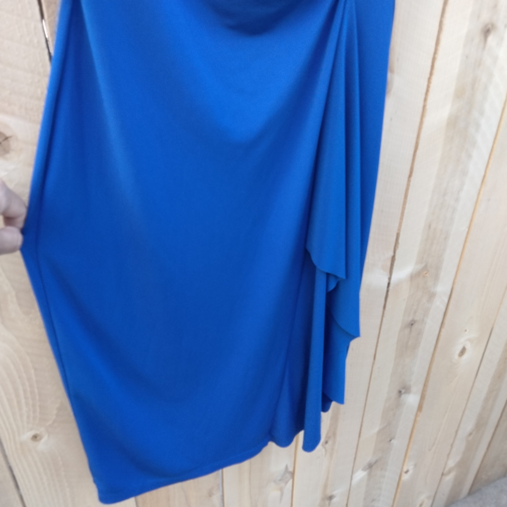 Alexa B Royal Blue Faux-Wrap Midi Dress Women's Size 8 V-Neck - Picture 5 of 14